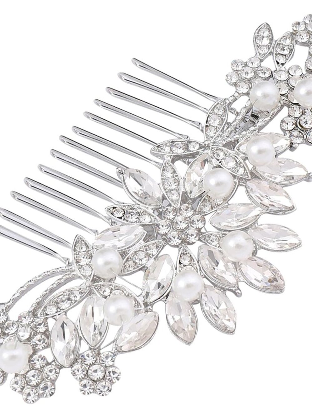 Crystal Wedding Hair Comb Bridal Hair Comb Pearl Wedding Headpiece Silver Hair C